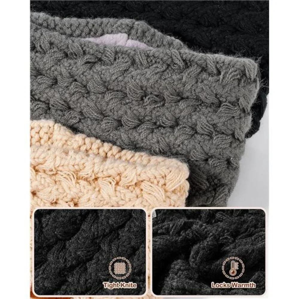 UO Winter Headbands for Women 3 Pack, Ear Warmers for Women Knit Fleece Lined,